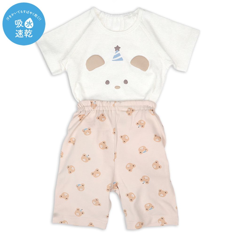 幼兒短袖家居服-套頭式 小熊-米白色