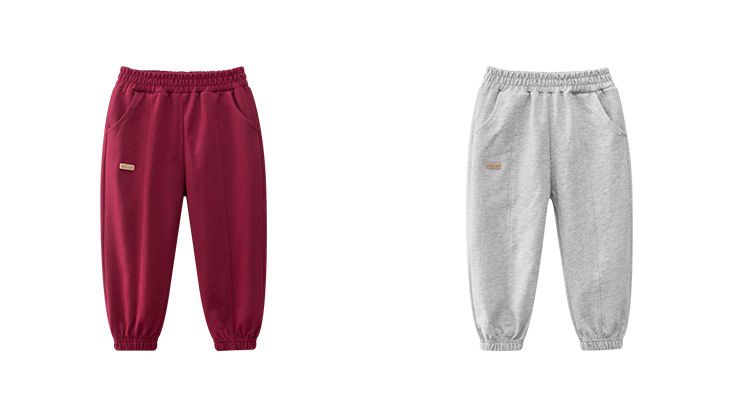 純棉縮口運動長褲-灰色