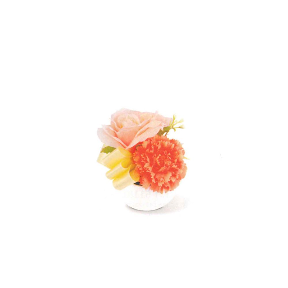 日本 KISHIMA - [母親節限定] CT觸媒 消臭仿真多肉盆栽-玫瑰與康乃馨-橘粉 (S(φ10x10cm))