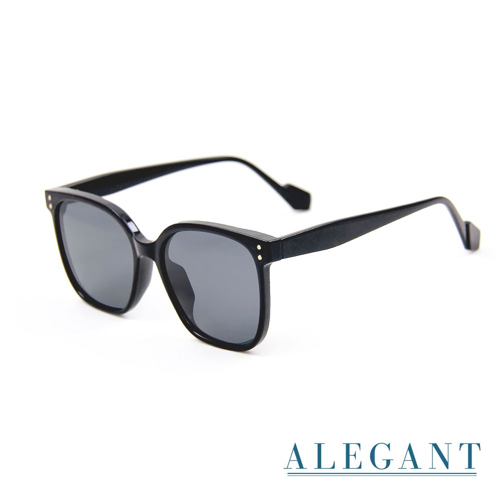 ALEGANT - 墨松黑度假風韓版復古時尚中性方框輕量TR90寶麗來偏光墨鏡│UV400太陽眼鏡