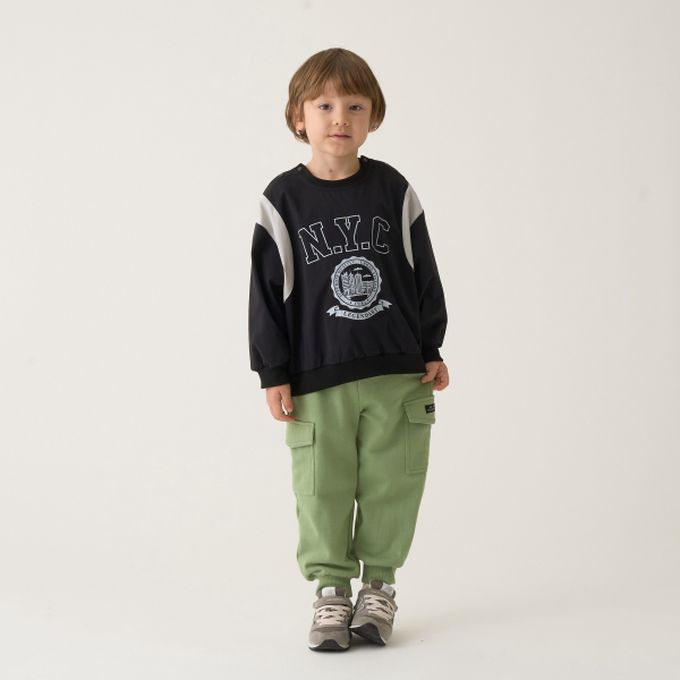 日本 b-ROOM - 休閒大口袋鬆緊長褲-草綠