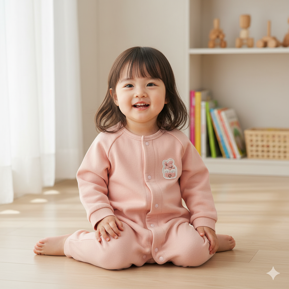 長袖兔裝-翻身神隊友 背後造型圖案-粉紅色