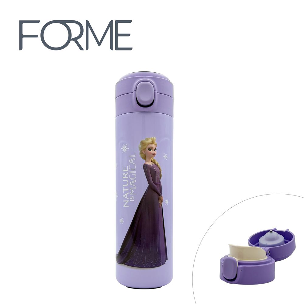 正版授權感溫不鏽鋼保溫 直飲彈跳隨身杯 /守護杯系列-冰雪奇緣/紫 (500ml)