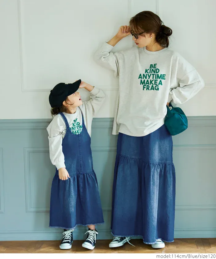 日本 COCA - 可愛U領丹寧吊帶裙-孩子-藍