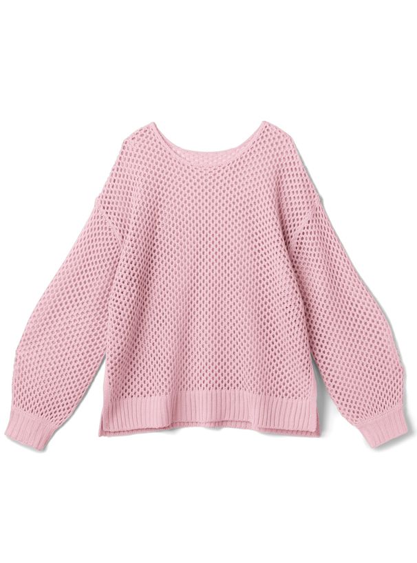 日本 GRL - 時尚鉤針洞洞罩衫/上衣-黃 (F)