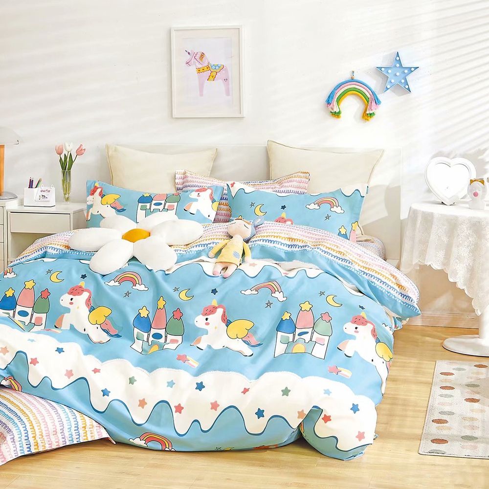 台灣製 極致純棉寢具組-甜甜的夢-加大四件式床包被套組