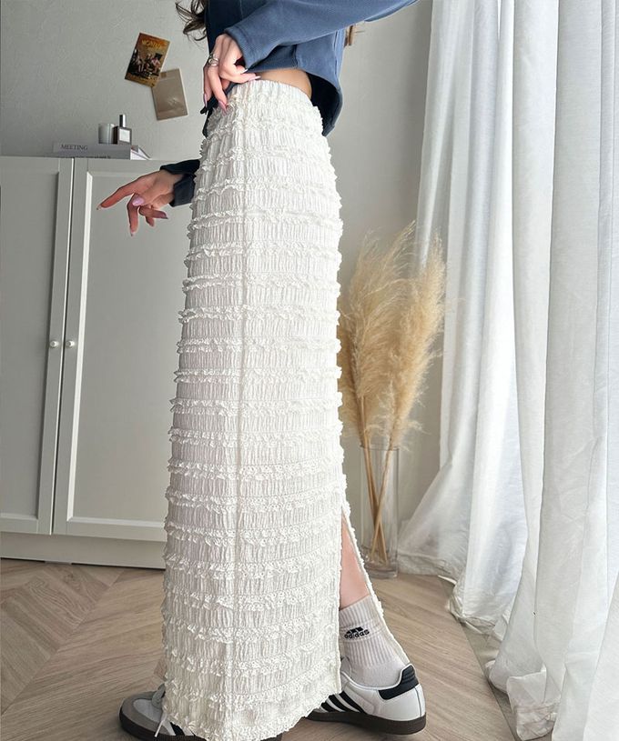 日本 Classical Elf - 立體優美蕾絲合身開叉長裙-黑