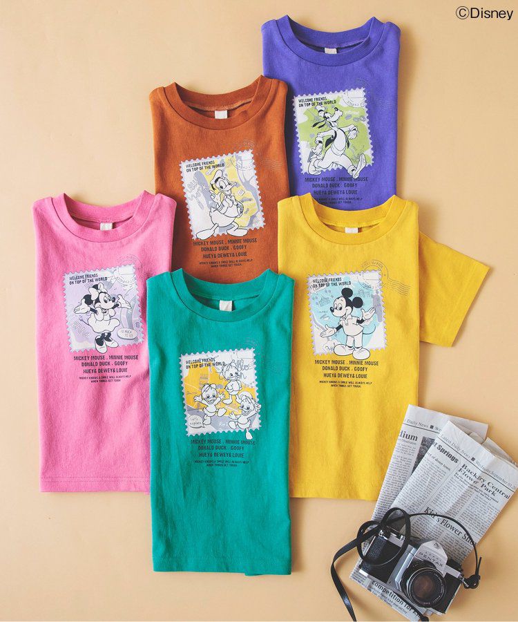 日本 BREEZE - 迪士尼聯名 印花短袖上衣-旅行郵票-紫色高飛狗