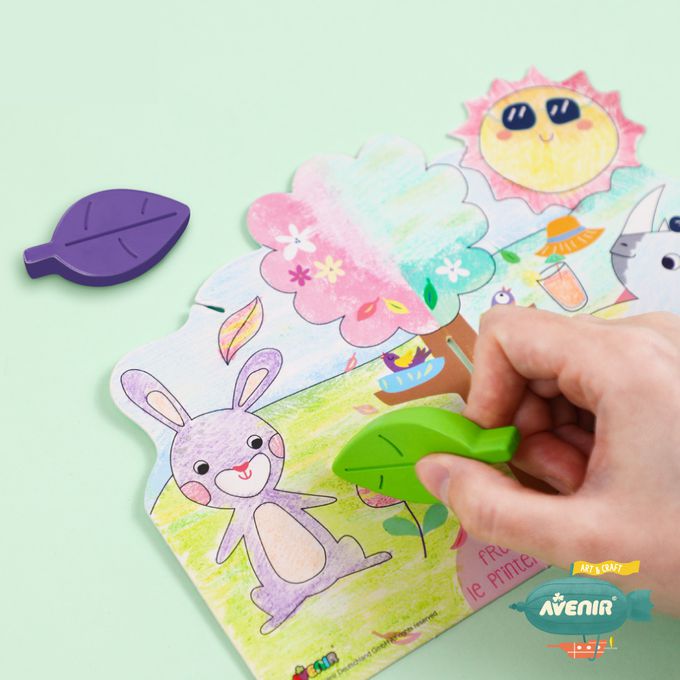 德國 Avenir Kids 艾維尼 - AK-A 畫筆類-樹葉蜜蠟筆-我的樹葉蜜蠟筆, 一年四季主題圖卡