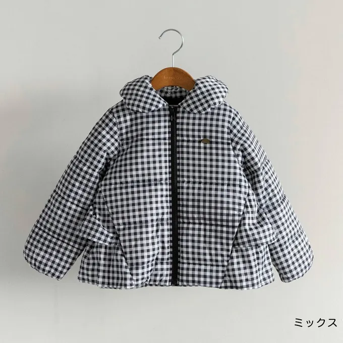 日本 BRANSHES - 背後時尚荷葉澎澎領俏麗鋪棉外套(可機洗)-淺灰紫