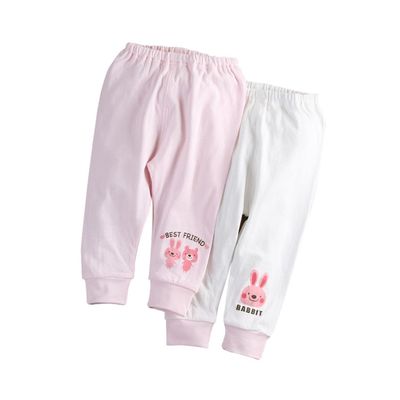 JoyNa - 2件入-兒童純棉居家長褲 睡褲-粉兔熊