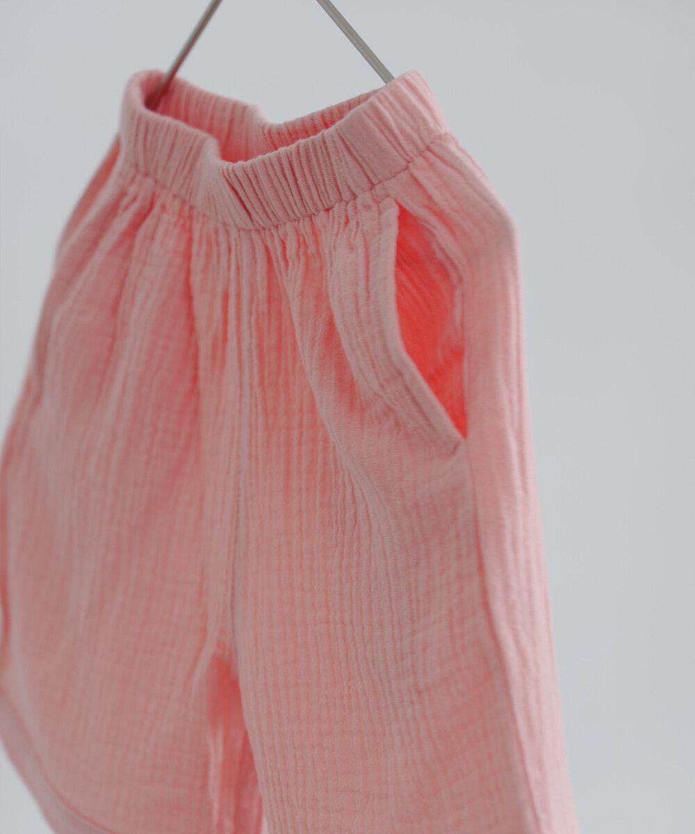 日本 riziere - 二重紗繽紛撞色滾邊家居服/睡衣-粉x藍