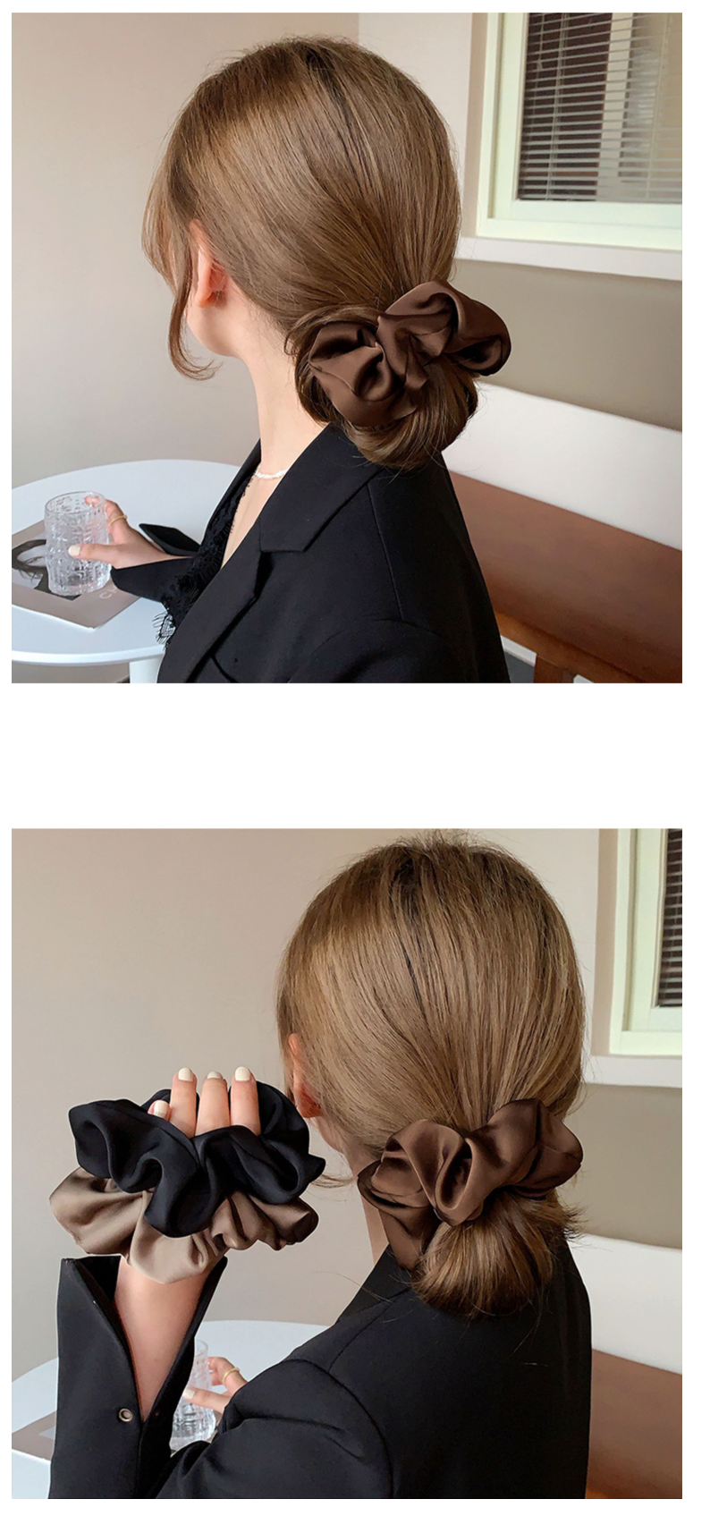 質感緞面氣質大腸圈/髮圈-香檳色 (12.5cm)