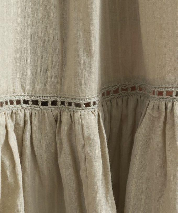 日本 Lupilien - 100%印度棉 飄逸緹花下擺鬆緊長裙-磚橘