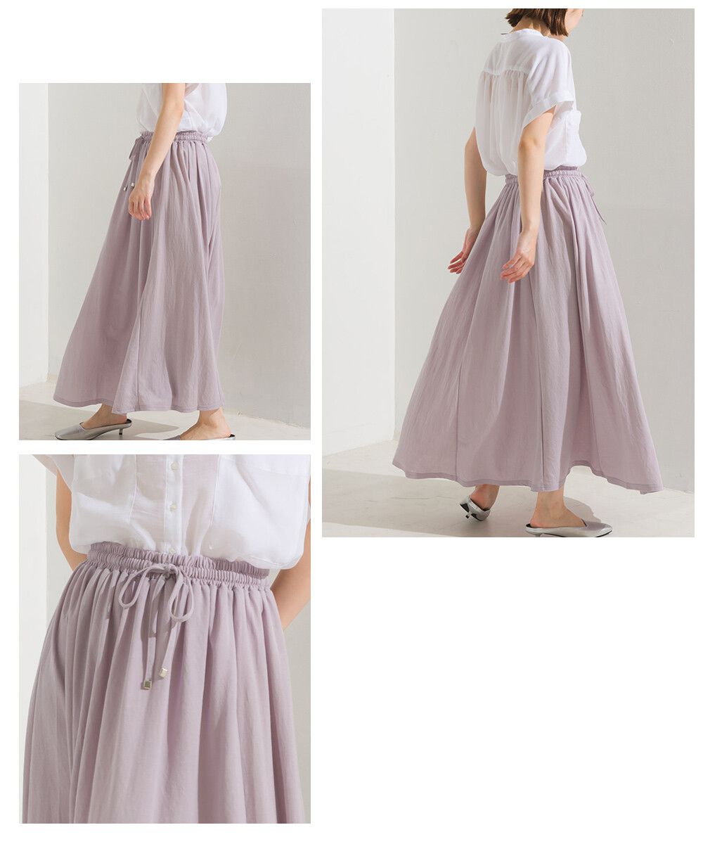 日本 OMNES - 涼感機能 嫘縈超修身長裙-氣質米