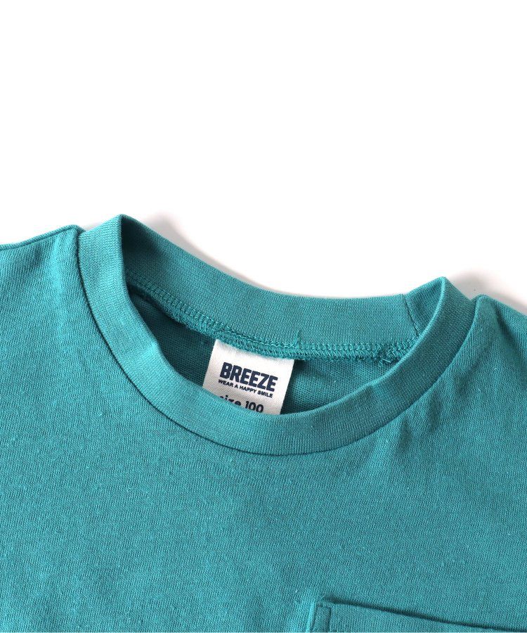 日本 BREEZE - 百搭舒適圓領短袖上衣-條紋-萊姆綠