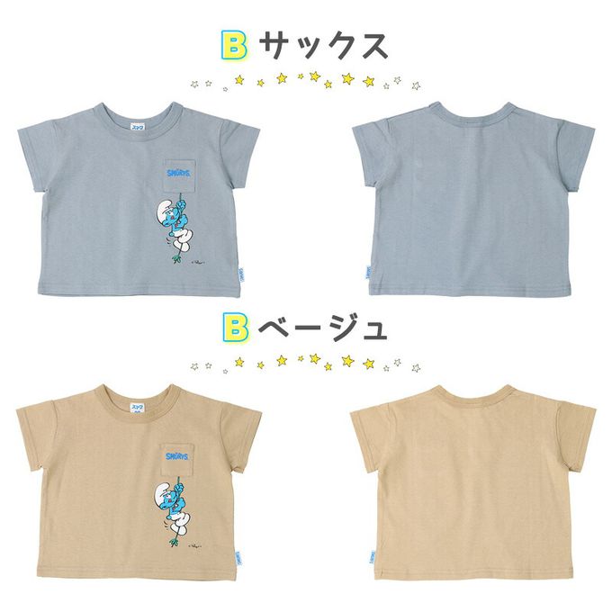 日本 ZOOLAND - 藍色小精靈聯名純棉短T-B爬繩子-藍