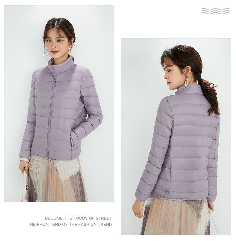 成人輕薄立領羽絨外套(女款)-淺灰色