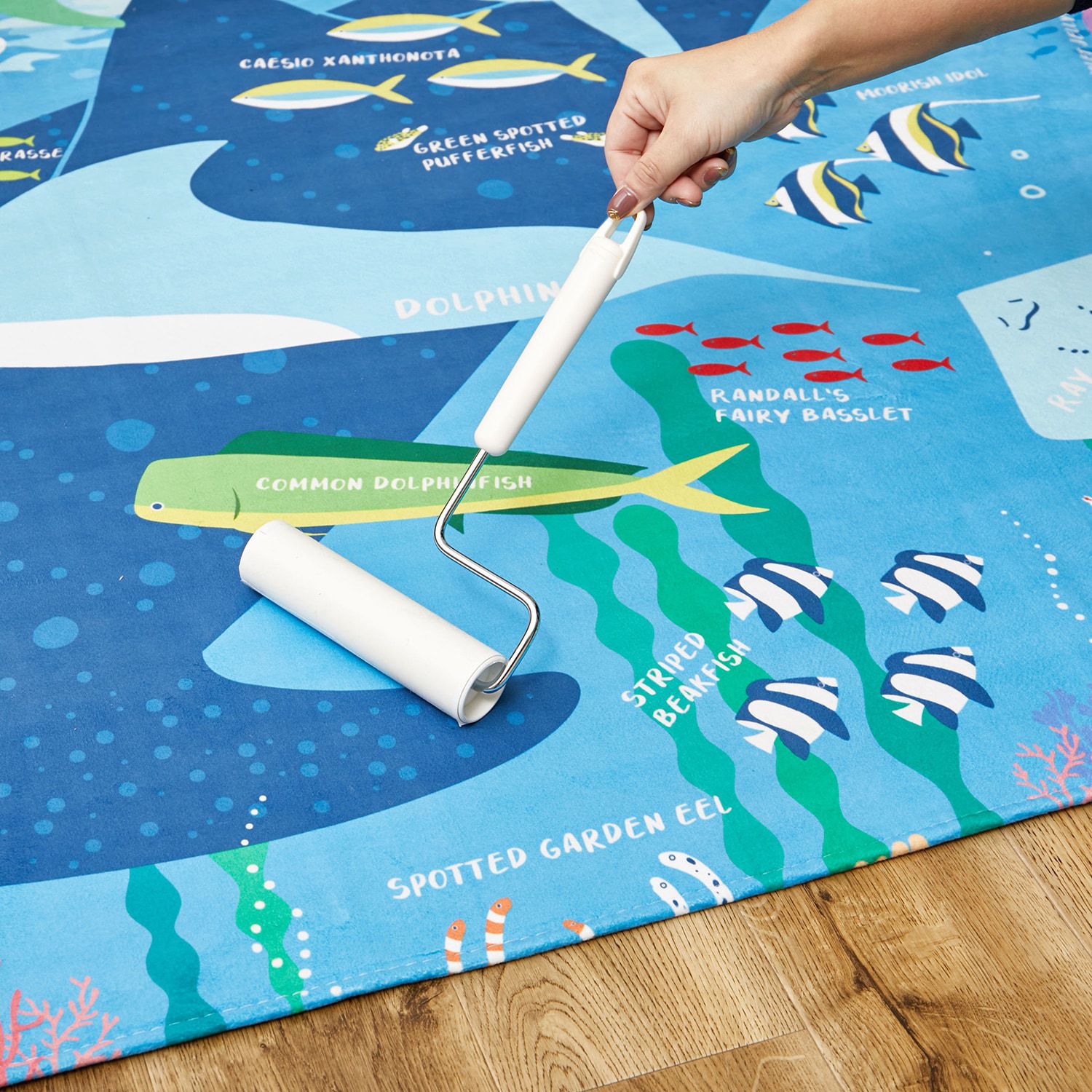 日本千趣會 - 邊學邊玩！可機洗細絨兒童地毯-水族館 (120×180cm)