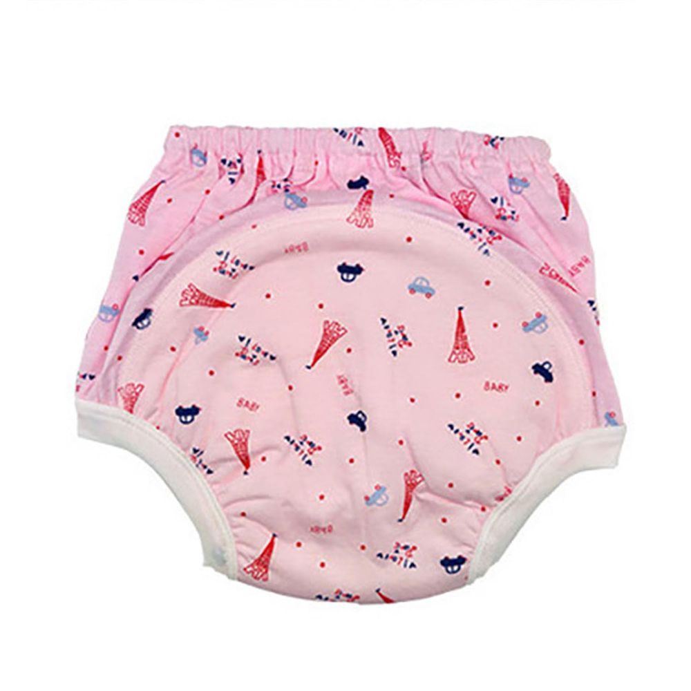 MIT台灣製 - 嬰幼兒學步褲(學習褲)-巴黎汽車粉色