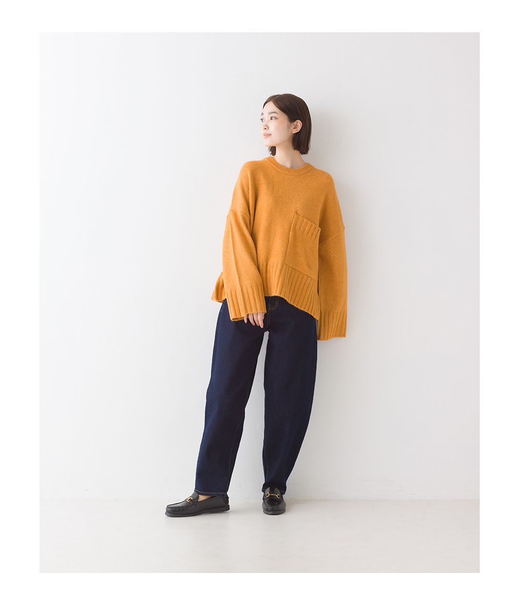 日本 OMNES - 羊毛混紡慵懶感針織毛衣-天空藍