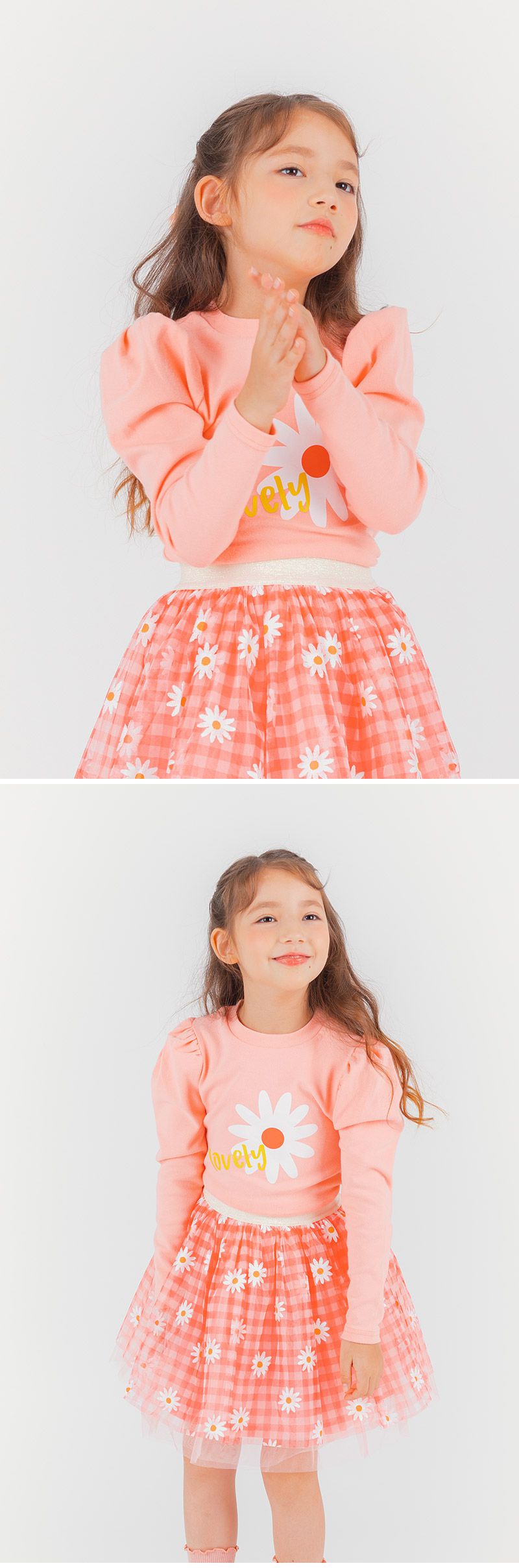 韓國 OZKIZ - 小白花格子紗短裙