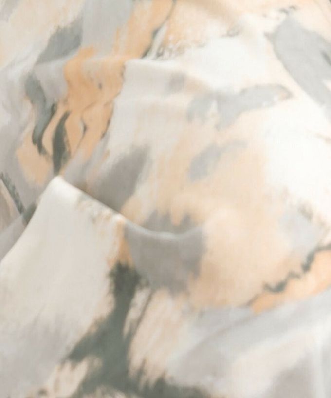 日本 le colis - [人氣款]柔和季節感印花輕盈寬褲-暈染-灰卡其