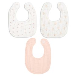 akachan honpo - 圍兜3件組-6層棉紗-粉紅色 (70~95cm)