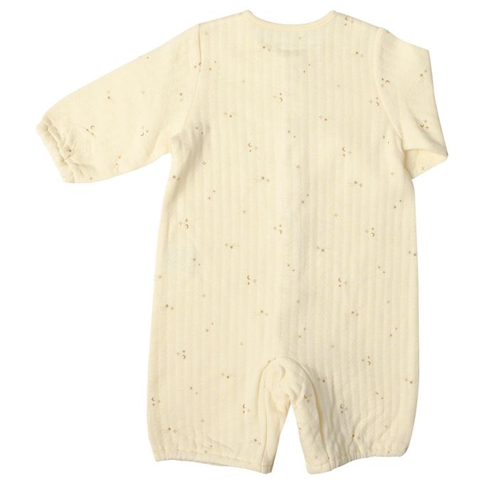 akachan honpo - 長袖有機蓬鬆保暖連身衣-奶油色 (50~70cm)