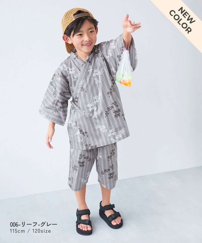 日本 devirock - 期間限定！經典日式風甚平套裝-線條-深藍