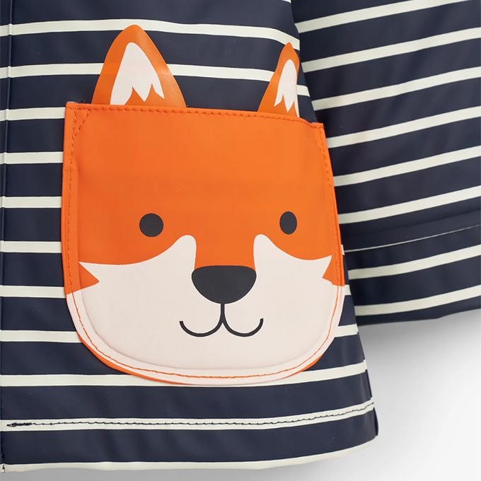 英國 JoJo Maman BeBe - 防風雨水手外套/雨衣-條紋狐狸