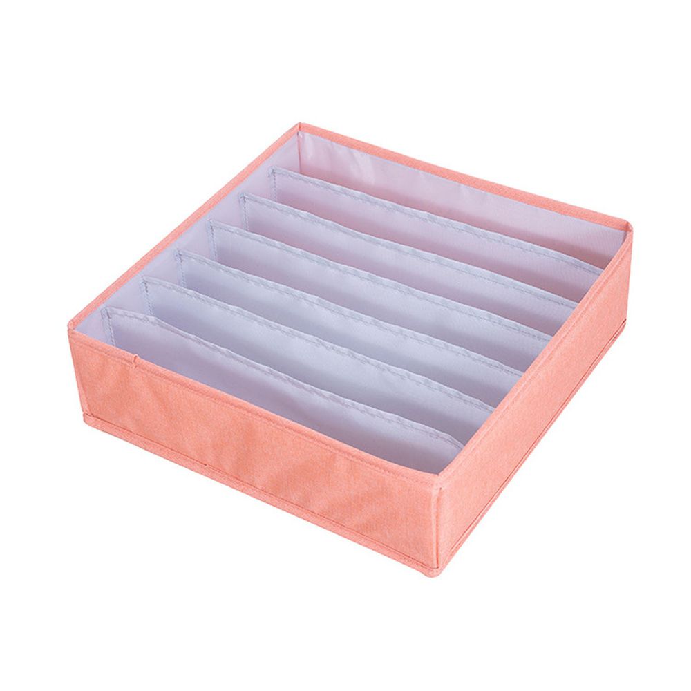 布藝衣服分隔收納盒-橘粉色 (7格)