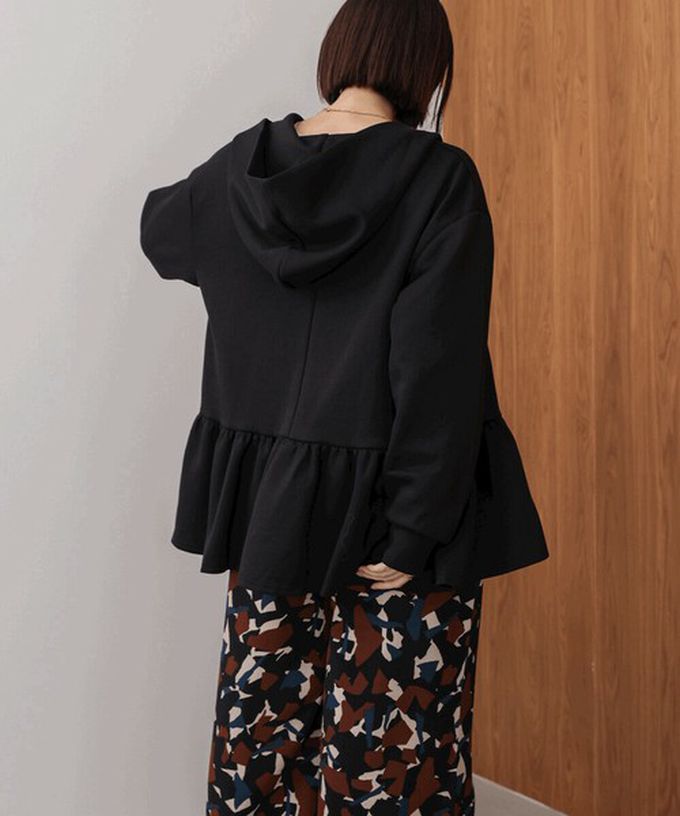 日本 Bab - 可愛荷葉下擺連帽運動風外套-焦糖棕