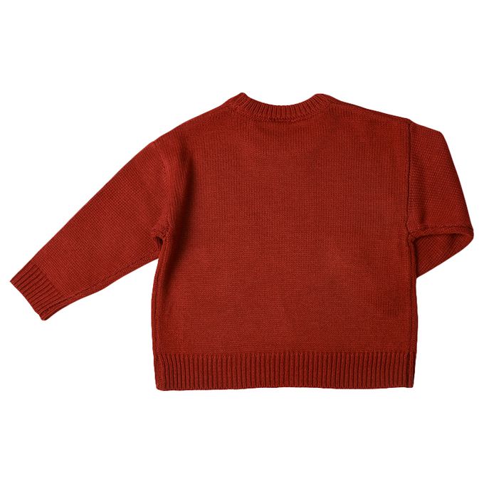 akachan honpo - 針織休閒上衣-緹花-紅色