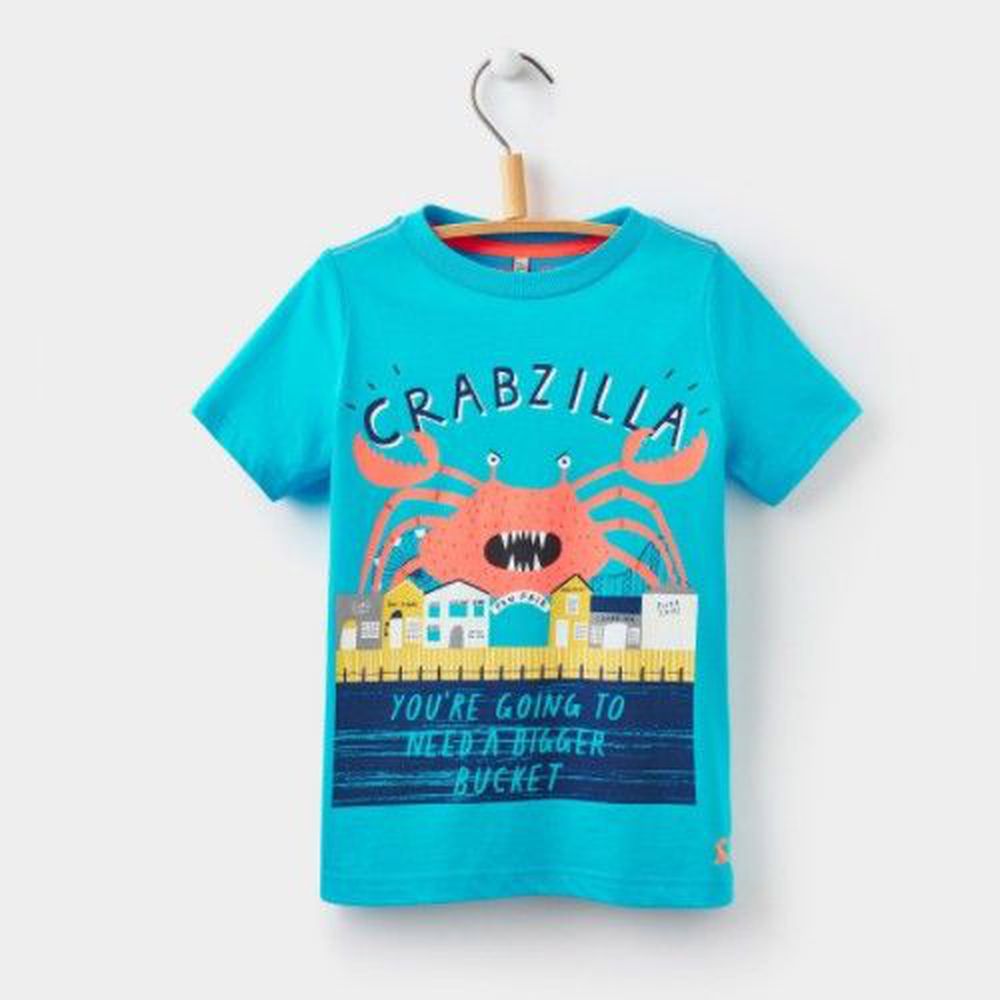 英國 JOULES - 短袖T恤-亮藍螃蟹