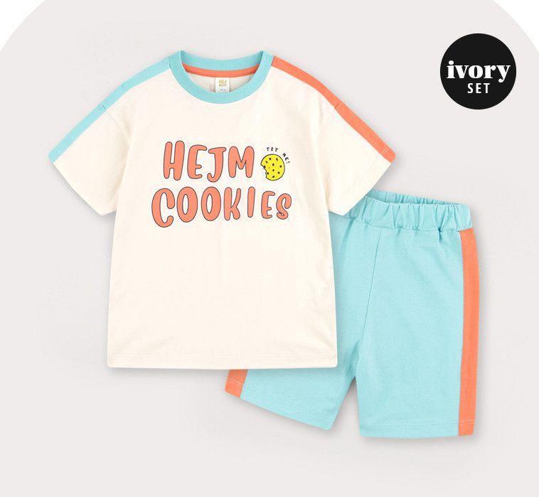 韓國 HEJMINI - 側邊拼接色套裝-檸檬黃