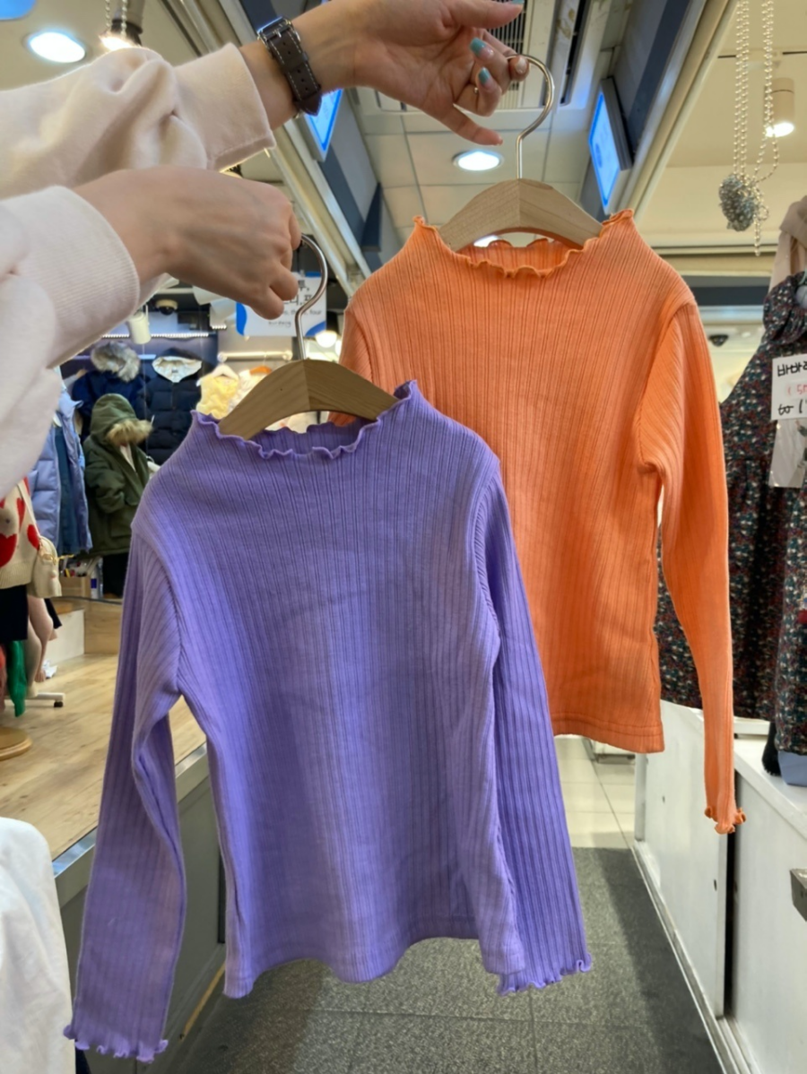 韓國 Orange Mom - 卷卷邊針織羅紋上衣-紫