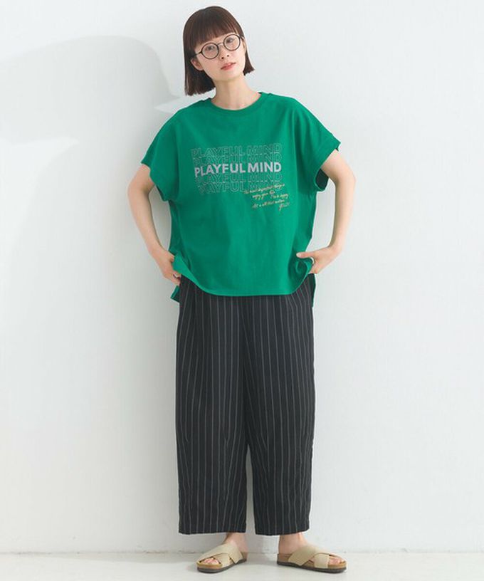 日本 Lupilien - 16OE天竺棉 法式英文標語短袖上衣-白