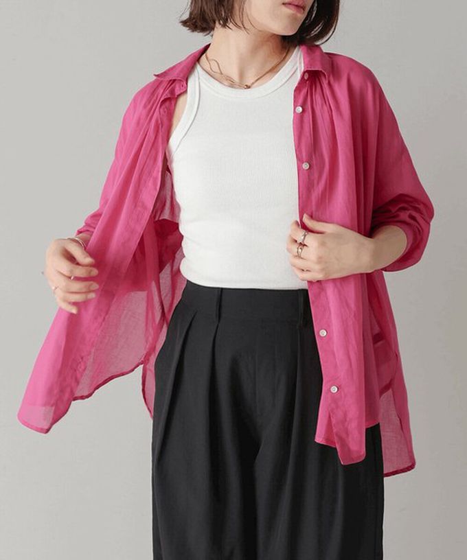 日本 Bab - 100%印度棉 柔軟輕盈寬版襯衫-薰衣草