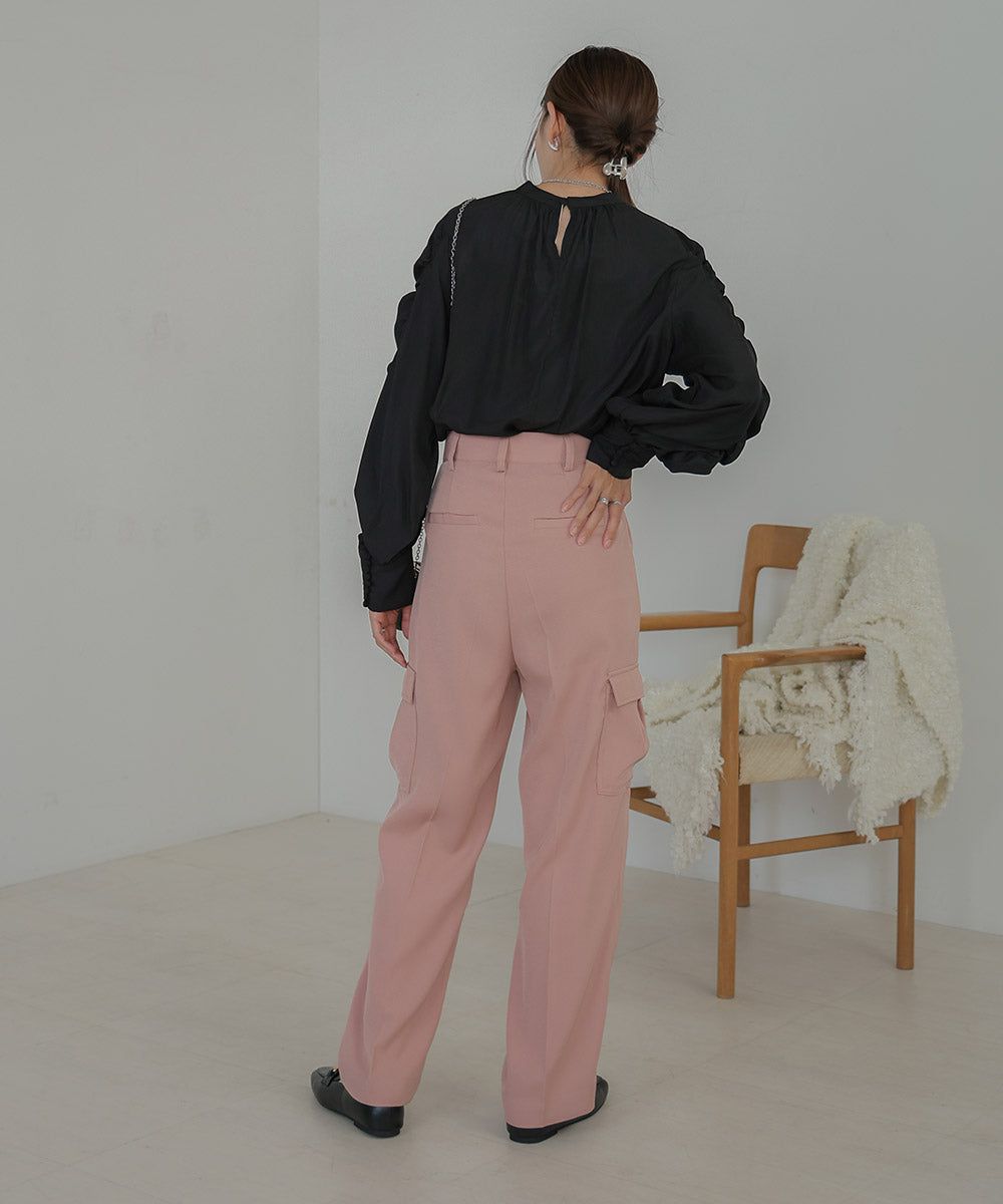 日本 Bab - 嫘縈柔滑抓皺薄長袖上衣-米杏