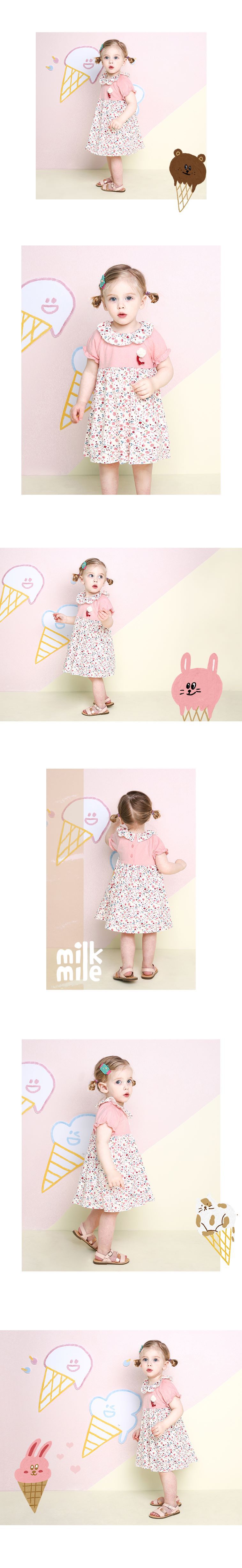 韓國 milk mile - 粉紅花園洋裝