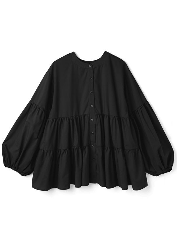 日本 GRL - 森林系層次泡泡長袖上衣-天使白 (F)