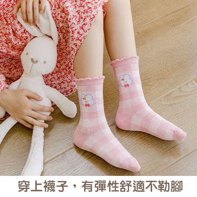 腳ㄚ子 - 幼/兒童棉質中筒襪 童襪 襪子 棉襪 兒童襪-粉色世界