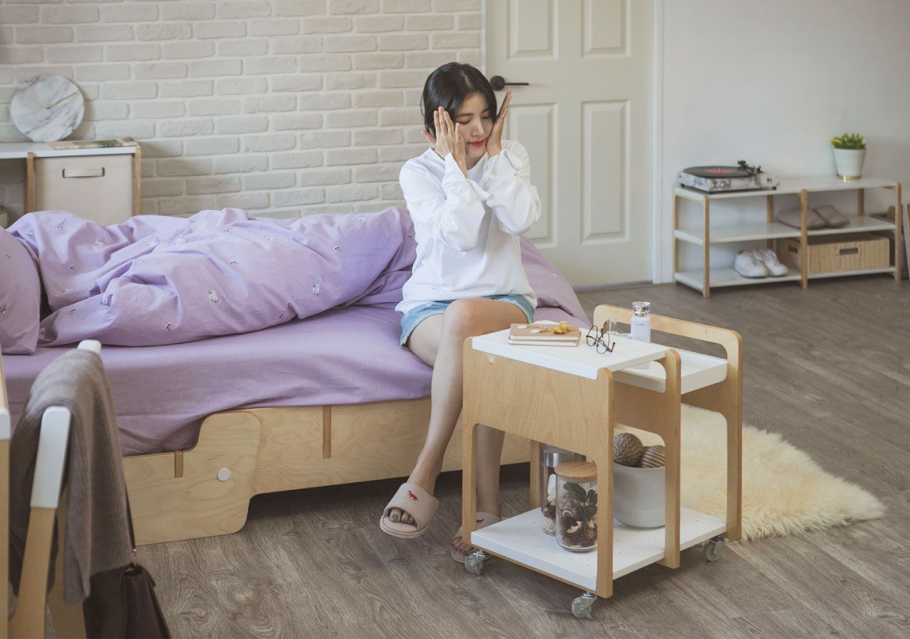 走走家具 - (7/20後出貨)走走移動邊架-清新白 (48.7 / 43 / 55 (cm))