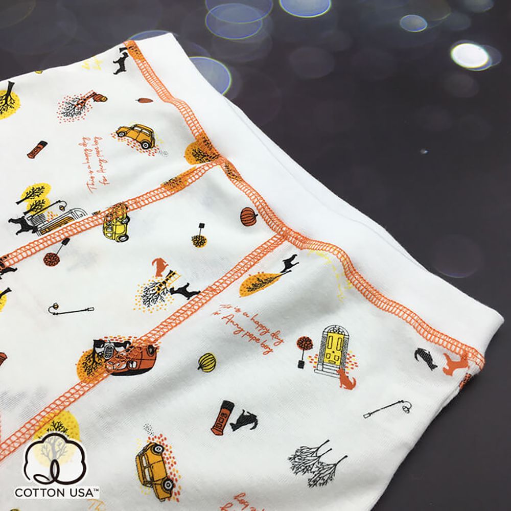 Annypepe - 男童純棉秋日汽車四角褲-白 (160)