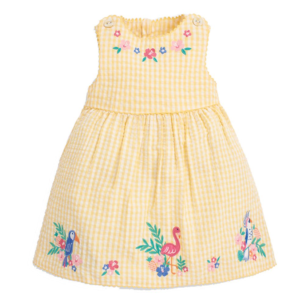 英國 JoJo Maman BeBe - 超優質嬰幼兒/兒童100％純棉無袖洋裝-鳥語花香