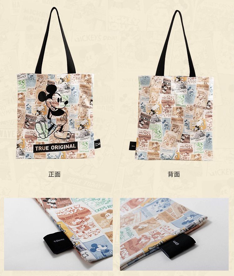 帆布單肩包-卡通經典米奇-海報色 (36.6x42cm)