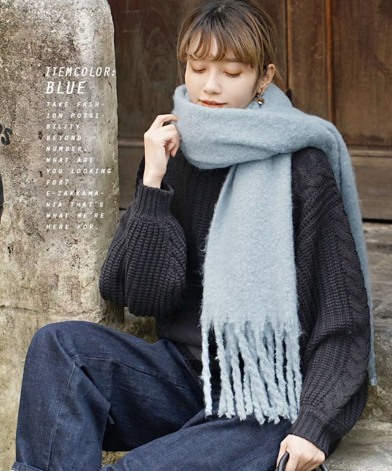 日本 zootie - 柔軟蓬鬆保暖流蘇圍巾-石英灰