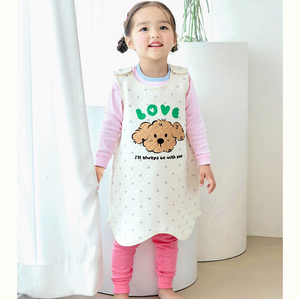 保暖三層絎縫棉防踢被-LOVE狗狗