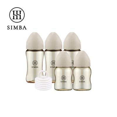 Simba 小獅王辛巴 - NO.1蘊蜜鉑金儲乳瓶套組-新生適用-杏茶